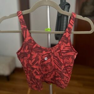 Lululemon Align Cropped Tank Top Size 4 - Spray Leaf Fireside Red Multi‎ Color